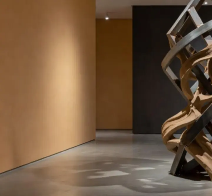 Contemporary sculptural piece installed in a minimal gallery setting in Leeds