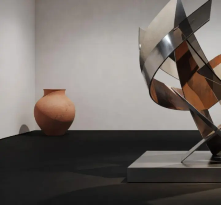 Contemporary sculpture from LOOP & FORM LTD displayed in a minimal gallery setting.