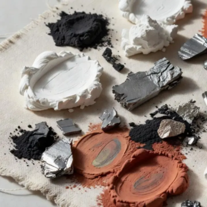 Macro photograph showing detailed textures and layers of art materials.
