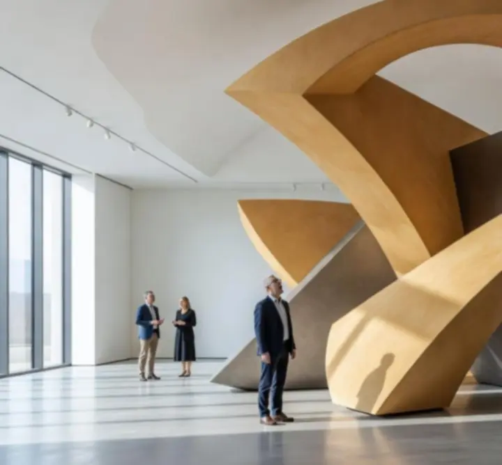 Signature sculptural installation occupying a contemporary interior space.