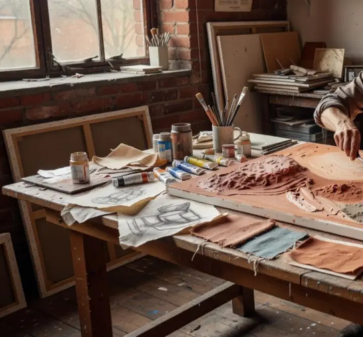 Artists working inside LOOP & FORM LTD studio, experimenting with materials and sculpture
