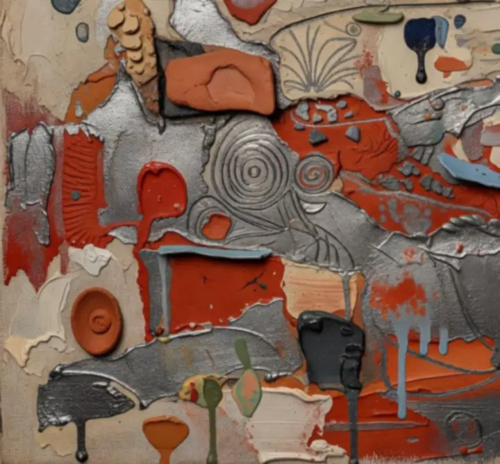 Close-up of layered, textured materials used within an installation.